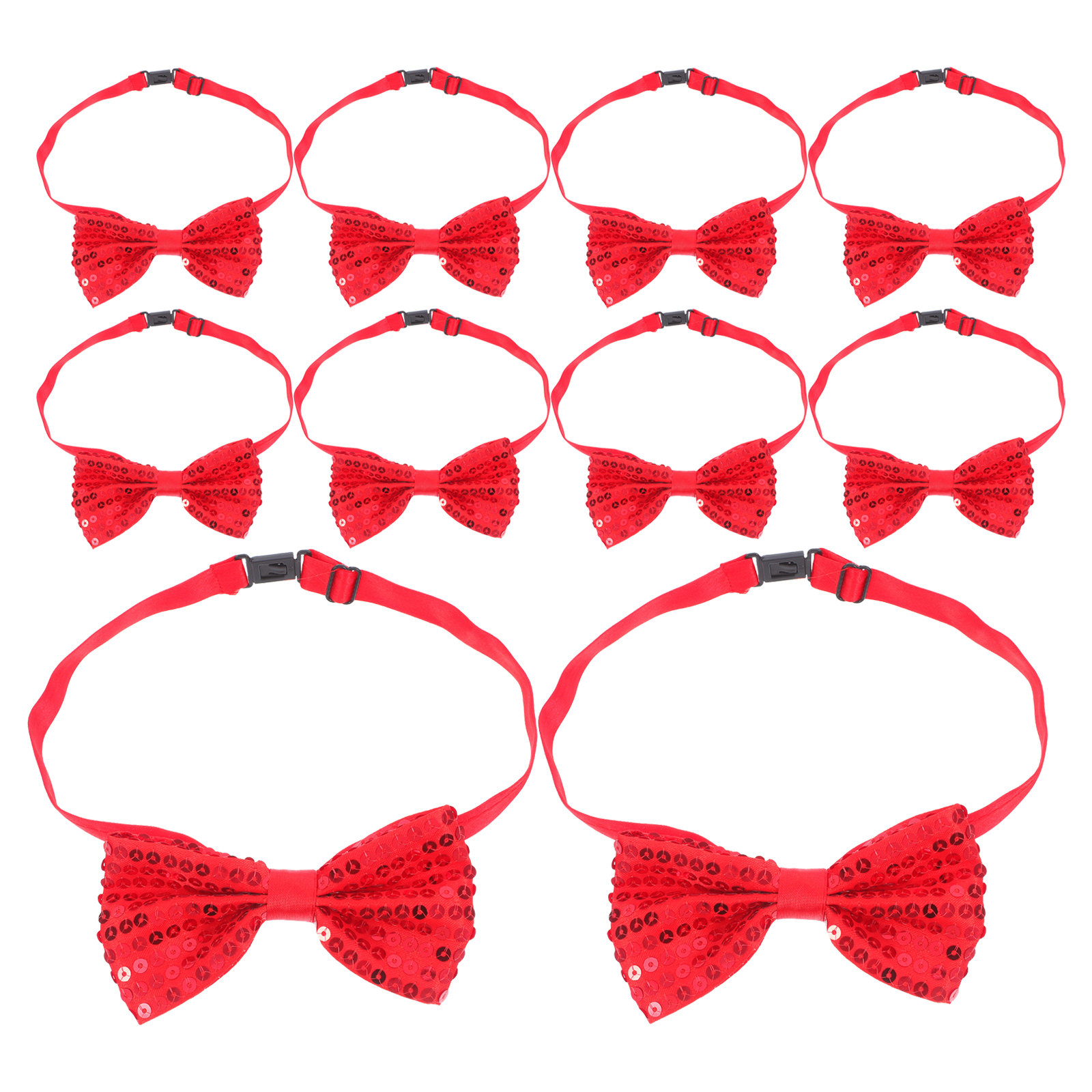 Bow Tie Pre Tied - 10 stuks rode pailletten vlinderdas voor