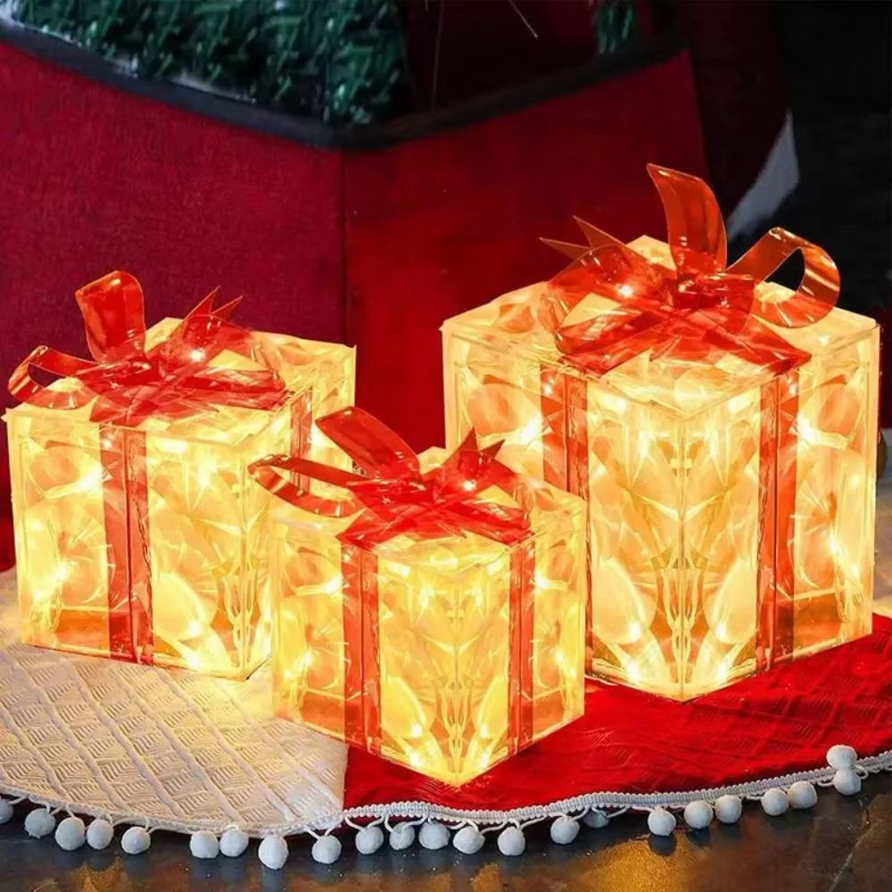 Bow Tie Pre Tied - Kerstcadeaudozen met strik, waterdichte LED-lichtjes, voorgelichte